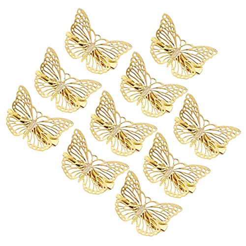 LRXIYODE 10 Stück Zarte Haarklammern Schmetterlingsform Aus Goldlegierung Für Mädchen Hohles Design Leicht Rutschfest Für Hochzeiten Partys Und Alltagsfrisuren von LRXIYODE