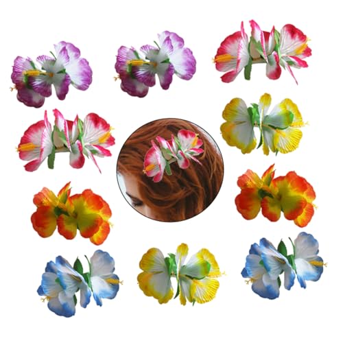 LRXIYODE 10 Stück Teiliges Hawaiianische Hibiskus Haarklammern Bunte Blumenklammern für Damen Strandparty Urlaub Haaraccessoire Modisch Langlebig von LRXIYODE