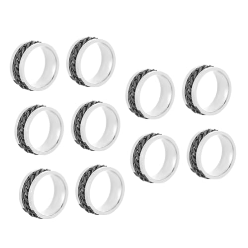 LRXIYODE 10 Stück Teiliges Herren Titanstahl Kettenring mit Drehbarem Innenring Modischer Edelstahl Flaschenöffner Ring Langlebig Stresslösend Schwarz Stylisches Accessoire für Alltag und von LRXIYODE