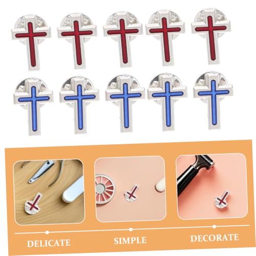 LRXIYODE 10 Stück Teiliges Kreuz Anstecknadel für Männer und Frauen Präzise Gefertigte Emaille Lapel Pins Vielseitig Passend für Anzüge und Festliche Anlässe Wie Kommunion und Taufe von LRXIYODE