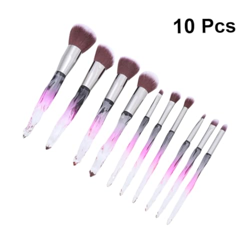 LRXIYODE 10 Stück Teiliges Make up Pinselset mit Transparentem Kristallgriff Weichen Weißen Borsten Farbverlauf Geeignet für Grundierung Lidschatten und Puder Kosmetisches Make up werkzeug von LRXIYODE