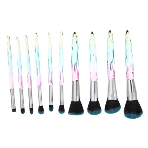 LRXIYODE 10 Stück Teiliges Make up pinselset mit Kristallgriff Weiche Nylonborsten Langlebig und Komfortabel Professionell für Eyeliner Foundation und Lidschatten Geeignet für Anfänger und von LRXIYODE