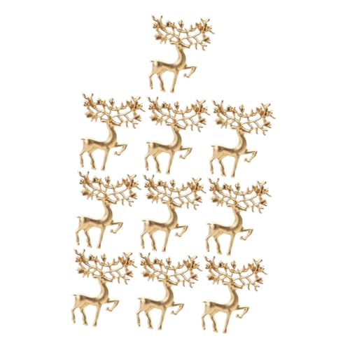 LRXIYODE 10 Stück Teiliges Modische Elk Broschen aus Legiertem Mattgoldfarben Weihnachtsmotive Vielseitig für Kleidung Schals Taschen Geeignet für Festliche und Alltägliche Anlässe von LRXIYODE
