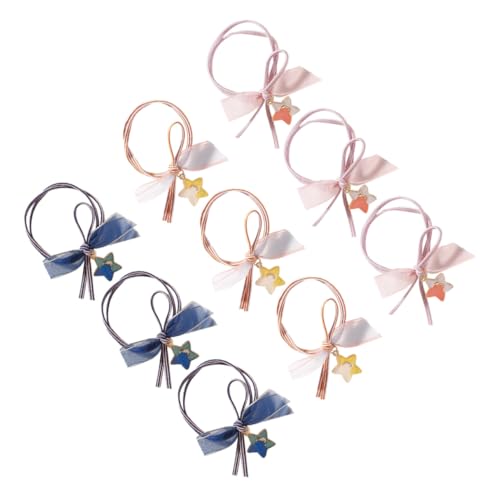 LRXIYODE 10 Stück Teiliges Sternenhimmel Haargummis Elastische Knotenhaarbänder für Mädchen Damen Modische Haarbänder mit Hohem Stretch Einfache Haarringe für Ponytail und Zufällige Farbe von LRXIYODE