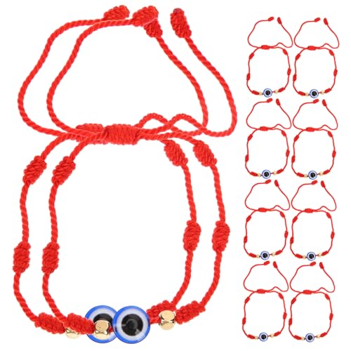 LRXIYODE 10 Stück Teiliges Verstellbares Rotes Knotenarmband mit Blauem Bösem Blick Handgefertigtes Strickarmband für Damen und Herren Modisches Ansprechendes Schmuckstück von LRXIYODE