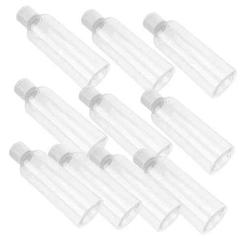 LRXIYODE 10 Stück Transparente Kunststoff Reiseflaschen für Kosmetik mit Auslaufsicherem Verschluss zum Befüllen von Lotion Shampoo Make up Entferner Leichte Bruchsichere Behälter für von LRXIYODE