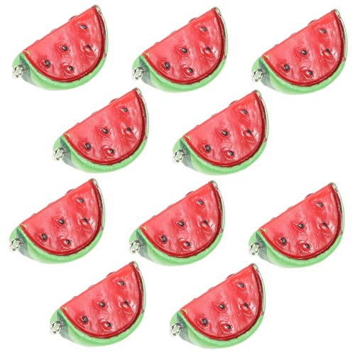 LRXIYODE 10 Stück Wassermelonen Anhänger Realistische DIY Schmuckcharms für Ohrringe und Schlüsselanhänger Leichte Kunststofffrucht Anhänger für Kreative Schmuckgestaltung von LRXIYODE