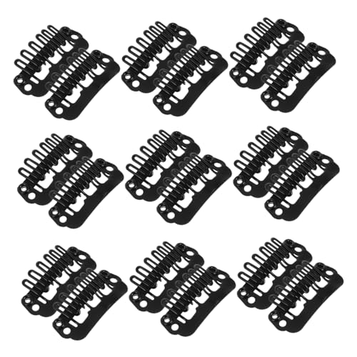 LRXIYODE 100 Stück U-förmige Perückenclips Metall Druckknopfclips Für Haarverlängerungen Rutschfest Leicht Schwarz 2,3cm Für Damen Komfortables Tragegefühl Für Extensions von LRXIYODE