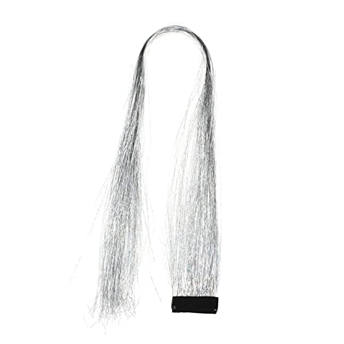 LRXIYODE 1000 Stück Holografische Glitzersträhnen Haar Tinsel Extensions für und Mädchen Silber mit Strähnen für Partys und Besondere Anlässe kein Haarschaden Einfach Anzubringen von LRXIYODE