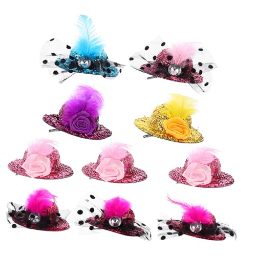 LRXIYODE 10stücke Mädchen Haarnadeln Glänzende Feder Hut Haar Clips Haar Zubehör Für Party Elegante Spitzen-kopfbedeckung Hut-haarnadel Party-haarspange von LRXIYODE