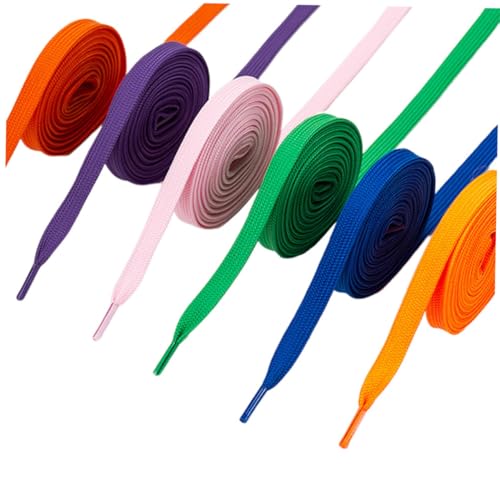LRXIYODE 12 Paare Bunte Flache Doppellagige Schnürsenkel aus Polyester Strapazierfähige Schuhbänder für Wanderschuhe Laufschuhe Sneaker und Freizeitschuhe Geeignet für Herren und Damen von LRXIYODE