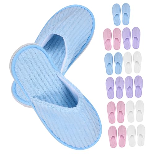 LRXIYODE 12 Paare Einweg Hausschuhe Damen Rutschfest Gästeschuhe Atmungsaktiv Leicht für Zuhause Yoga Studio in Verschiedenen Farben von LRXIYODE