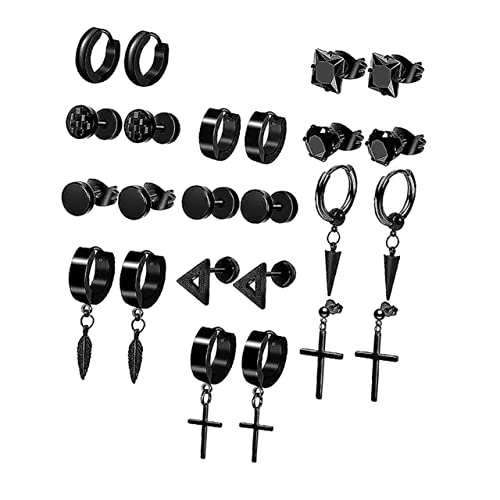 LRXIYODE 12 Paare Schwarz Kreuz Ohrringe Retro Punk Hip Hop Style Piercing Ohrschmuck für Damen und Herren für Partys und Street Photography LRXIYODE 12 Paare Schwarz Kreuz Ohrringe Retro Punk Hip Hop Style Piercing Ohrschmuck für Damen und Herren für Partys und Street Photography von LRXIYODE