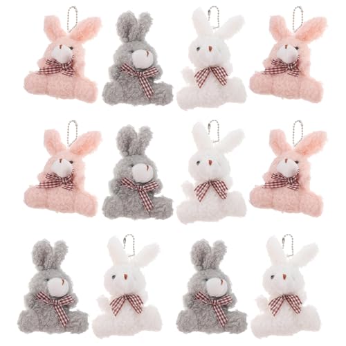 LRXIYODE 12 Stück Flauschiger Kaninchen Schlüsselanhänger Weiche Plüsch Tier Anhänger für Rucksack Handtasche Süßes für Zufällige Farbe Zufällige Farbe von LRXIYODE