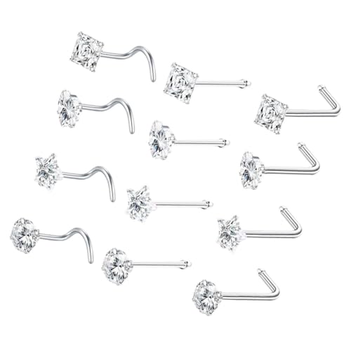 LRXIYODE 12stücke Edelstahl Nasenringe Mit Zirkonia Für Frauen Nasenpiercing Dekorativer Nasenstecker Körperschmuck von LRXIYODE
