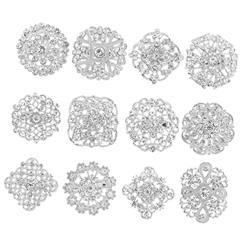 LRXIYODE 12 Stück Teiliges Broschen Legierung mit Funkelnden Strasssteinen für Hochzeitsdekoration Diy Brautsträuße Modeaccessoires und Festlichkeiten von LRXIYODE