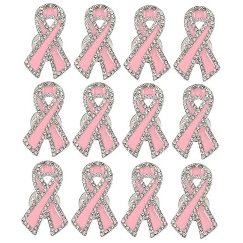 LRXIYODE 12 Stück Teiliges Brustkrebs broschen Kristallbesatz Anstecknadeln für Damenkleidung Hüte und Taschen Modische Bewusstseinsbroschen für Charity Fundraiser und Alltag Geschenk von LRXIYODE