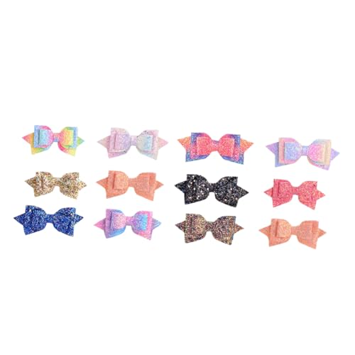 LRXIYODE 12 Stück Teiliges Bunte Glitzer Haarspangen für Mädchen Schimmernde Haarclips mit Schleifen Haarschmuck Accessoires für Geeignet für Alltag und Besondere Anlässe von LRXIYODE