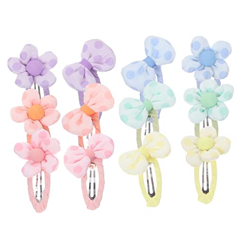 LRXIYODE 12 Stück Teiliges Bunte Stoff haarspangen mit Schleifen und Blumen Rutschfeste Haarklammern für Mädchen und Kleinkinder Liebevoller Haarschmuck in Grün Violett Blau Rosa Gelb von LRXIYODE