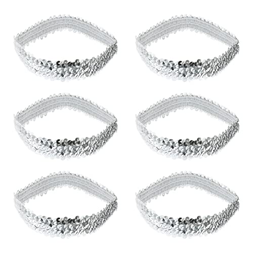 LRXIYODE 12 Stück Teiliges Damen Haarbänder mit Elastischen Funkelnden Pailletten Schmale Stirnbänder für Frauen und Mädchen Modischer Haarschmuck Komfortabel und Langlebig Silberfarben von LRXIYODE