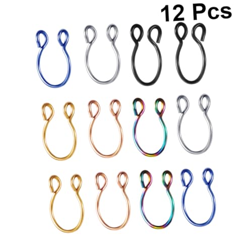 LRXIYODE 12 Stück Teiliges Edelstahl Nasenring Einfache Fake Nasenringe Piercing Vielseitige Farben Hautfreundlich Modischer Schmuck für Damen und Alltag von LRXIYODE