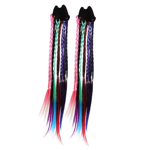 LRXIYODE 12 Stück Teiliges Geflochtene Synthetische Haarverlängerungen mit Elastischem Band Bunte Ponytail Extensions für Mädchen Flexible Haarschmuck Zöpfe Hautfreundlich und Rutschfest von LRXIYODE