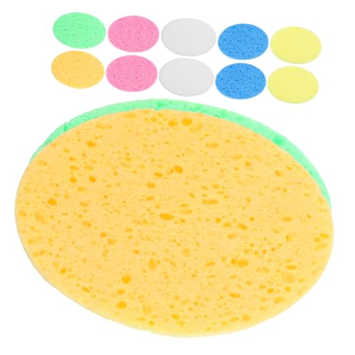 LRXIYODE 12 Stück Teiliges Gesichtsreinigungsschwamm aus Zellulose Make Up Entferner Sanftes Peeling Hohe Saugfähigkeit Schnelltrocknend Farblich Sortiert für Empfindliche Haut Frauen von LRXIYODE