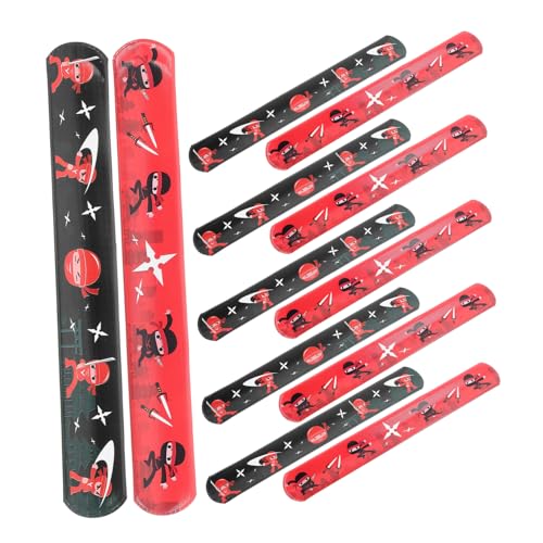 LRXIYODE 12 Stück Teiliges Ninja Schnapparmband für Kreative Armbänder Stabile und Leichte Slap Bracelets mit Ninja Motiv Einfach zu Tragen und Langlebig als Geburtstags Mitgebsel von LRXIYODE
