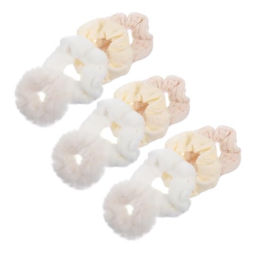 LRXIYODE 12 Stück Teiliges Plüsch Haargummi Elastische Haarbänder mit Weichem Stoffmix Flauschige Ponytail Halter für Damen Vielseitig für Alltag Party und Festlichkeiten Geeignet von LRXIYODE