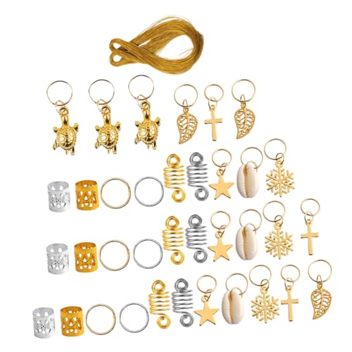 LRXIYODE 121 Stück Teiliges Schneeflocken design Metall Haarringe und Vielseitige Dreadlocks Zubehör Leichte DIY Haarröhrchen für Zöpfe Festliche Haar dekoration von LRXIYODE
