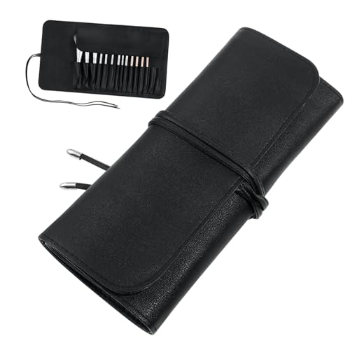 LRXIYODE 15 Stück PU Leder Kosmetiktasche für Damen Tragbare Make Up Aufbewahrungstasche mit Großem Fassungsvermögen und Leicht für Reisen Business und Camping Geeignet für Make Up Pinsel von LRXIYODE