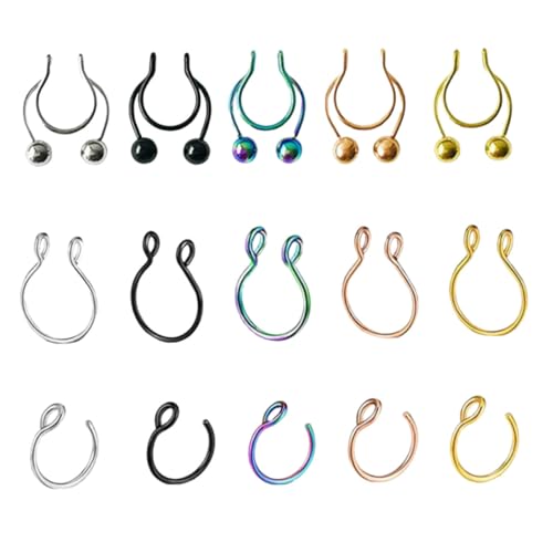 LRXIYODE 15 Stück Teiliges Nasenclip Set Stilvolle Nasenringe Piercing Leicht und Komfortabel Nasenschmuck Kollektion für Damen und Herren als von LRXIYODE