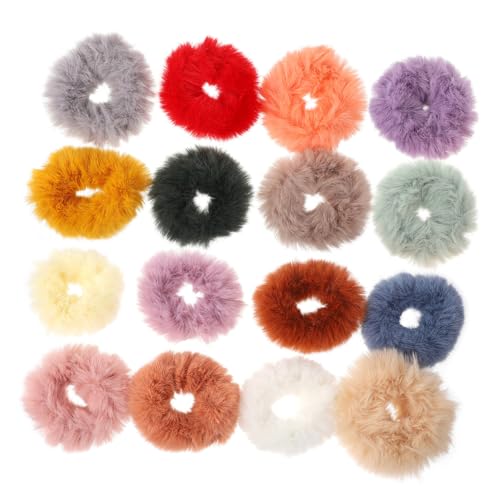 LRXIYODE 16 Stück Teiliges Bunte Haarbänder aus Weichem Plüsch Elastische Haargummis für Damen und Mädchen Schonend zu Haaren Vielseitig für Alltag Party Hochzeit und Sport Geeignet von LRXIYODE