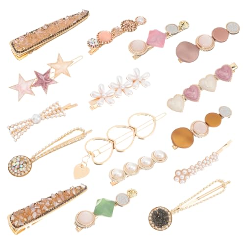 LRXIYODE 16 Stück Teiliges Haarclip set für Damen und Mädchen mit Perlen und Schleifen Süße Haarklammern für Verschiedene Frisuren Rutschfestes Haarschmuck set in Rosa Geeignet für Dickes von LRXIYODE