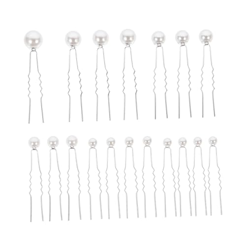 LRXIYODE 18 Stück Teiliges Perlen Haarnadel Hochzeit Haarschmuck Braut Haarklammer Silber U Förmig Komfortabel für Brautjungfern und Damen Steckfrisuren von LRXIYODE