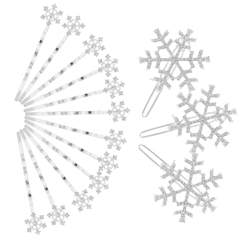 LRXIYODE 18 Stück Teiliges Schneeflocken Haarspangen aus Glitzernde Strass Haarklammern für Frauen Leicht Hautfreundlich für Weihnachten Partys und Festliche Anlässe von LRXIYODE