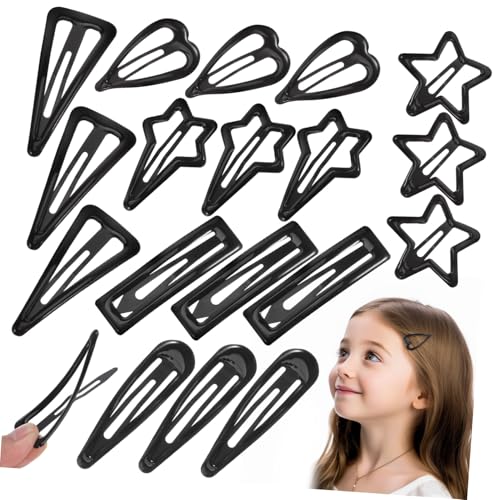 LRXIYODE 18 Teiliges Metall Haarspangen für Frauen Mädchen Robuste Snap Clips in Stern Herz Dreieck Rechteck Tropfenförmig Vielseitig für Haartypen Fester Griff Punk Inspirierte Haar von LRXIYODE