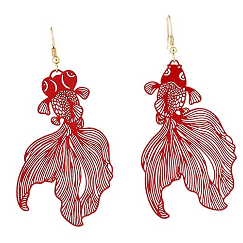 LRXIYODE 1Paar Goldfischohrringe für Frauen Übertriebene Lange Anhänger mit Einzigartigem Design Kostümschmuck Statement Ohrringe für Partys Besondere Anlässe Eleganter Langlebiger von LRXIYODE