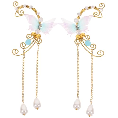 LRXIYODE 1Paar Ohrclips mit Schmetterlingsdesign Kunstperlen Ohrdekor für Damen Festivals Partys Langlebig Sicher Vielfältig Kombinierbar Geschenkidee von LRXIYODE
