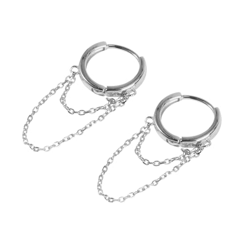 LRXIYODE Stilvolle Silberne Ohrringe Mit Doppelketten Für Damen Ohrhänger-schmuck Aus Hochwertigem Material Geeignet Für Partys Und Alltag von LRXIYODE