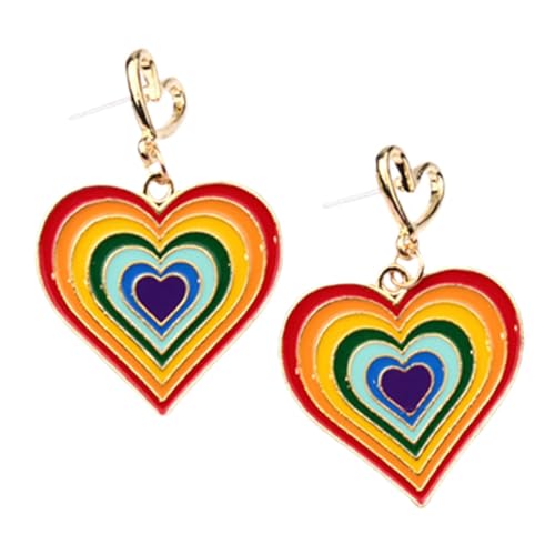 LRXIYODE 1Paar Trendige Herzohrringe für Frauen Ohrstecker im Regenbogen Look Leicht für Besondere Anlässe Perfekter Kostümschmuck für Style LRXIYODE 1Paar Trendige Herzohrringe für Frauen Ohrstecker im Regenbogen Look Leicht für Besondere Anlässe Perfekter Kostümschmuck für Style von LRXIYODE