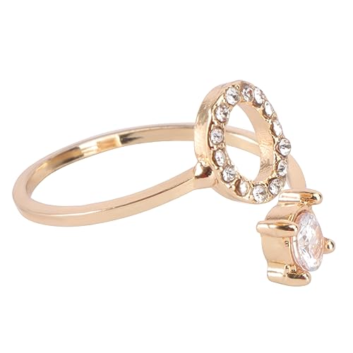 LRXIYODE 1Pc Split Letter Ring Goldringe Finger Frauen Initial Ring Versprechensring Kreativer Ring Verlobungsgeschenk Verstellbarer Ring Strass Intarsien Ring Modering Partyring Offener von LRXIYODE