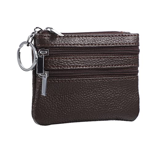 LRXIYODE 1stück Multifunktionaler Damen Geldbeutel Aus Rindsleder Wasserdichter Münzbeutel Mit Schlüsselring Und Kartenfächern Für Karten Und Kleingeld Kaffeefarbe von LRXIYODE