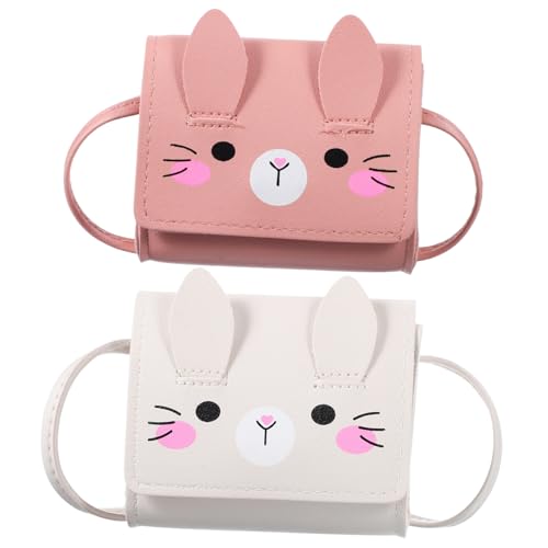 LRXIYODE 2 Niedliche Kaninchen Umhängetasche Kleine Mädchen Crossbody Geldbörse PU Material Strapazierfähig Verstellbar für Teenager Alltag Shopping von LRXIYODE