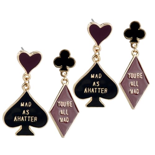 LRXIYODE 2 Paare Asymmetrische Poker Ohrhänger Damen Spielkarten Ohrringe Herz Pik Kreuz Design Modisch und Leicht für Alltag und Party Teiliges LRXIYODE 2 Paare Asymmetrische Poker Ohrhänger Damen Spielkarten Ohrringe Herz Pik Kreuz Design Modisch und Leicht für Alltag und Party Teiliges von LRXIYODE