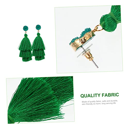 LRXIYODE 2 Paare Boho Ohrringe Damen Patrick's Day Dreischichtige Quasten Ohrhänger Grün Festival Schmuck für Frauen Leicht Kombinierbar Stilvoll und Festlich von LRXIYODE