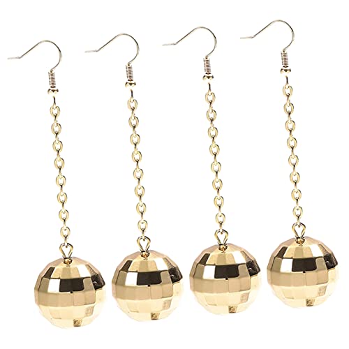 LRXIYODE 2 Paare Disco Dangle Ohrringe für Damen Temperamentvoller Stil Leichte Kunststoff Resin Ohrringe in Gold und Silber und Modisch für Alltag und Party von LRXIYODE