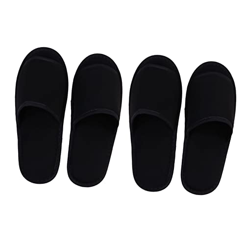 LRXIYODE 2 Paare Faltbare Reise Hausschuhe Leicht Rutschfest mit Strapazierfähiger Sohle Offen Schwarz für Gäste Hotel Camping und Indoor Nutzung Praktischem Aufbewahrungsbeutel von LRXIYODE