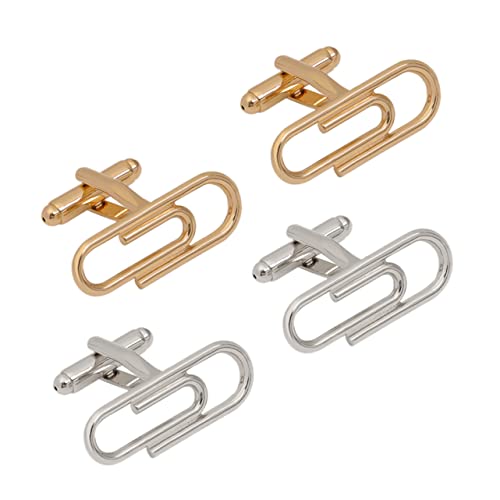 LRXIYODE 2 Paare Französische Manschettenknöpfe für Herren Hochwertige Shirt Manschettenknöpfe in Gold und Silber für Hochzeiten und Formelle Anlässe von LRXIYODE