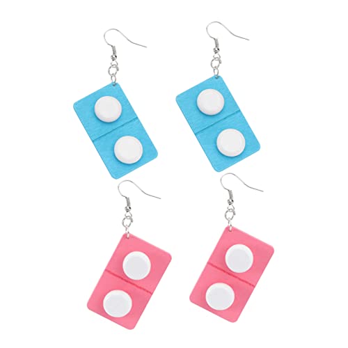 LRXIYODE 2 Paare Holzohrringe Hängend Kreatives Pillen Design Grün Rosa Lustige Ohrringe Damen Mehrfach Piercings Alltag Party Schmuck von LRXIYODE
